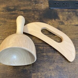 Wooden Massage Tools Cup + Gua Sha Style Scraper Curved Manual Body